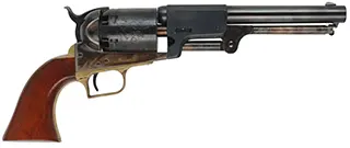 Second Model Colt Dragoon,
.44 caliber, 7-1/2" barrel,
percussion, blued, walnut grips,
used, by Aldo Uberti Second Model Colt Dragoon,
.44 caliber, 7-1/2" barrel,
percussion, blued, walnut grips,
used, by Aldo Uberti